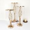 Retro Crystal Candle Holder Golden Flower Vase Lead Road Candlestick Wedding Centerpiece