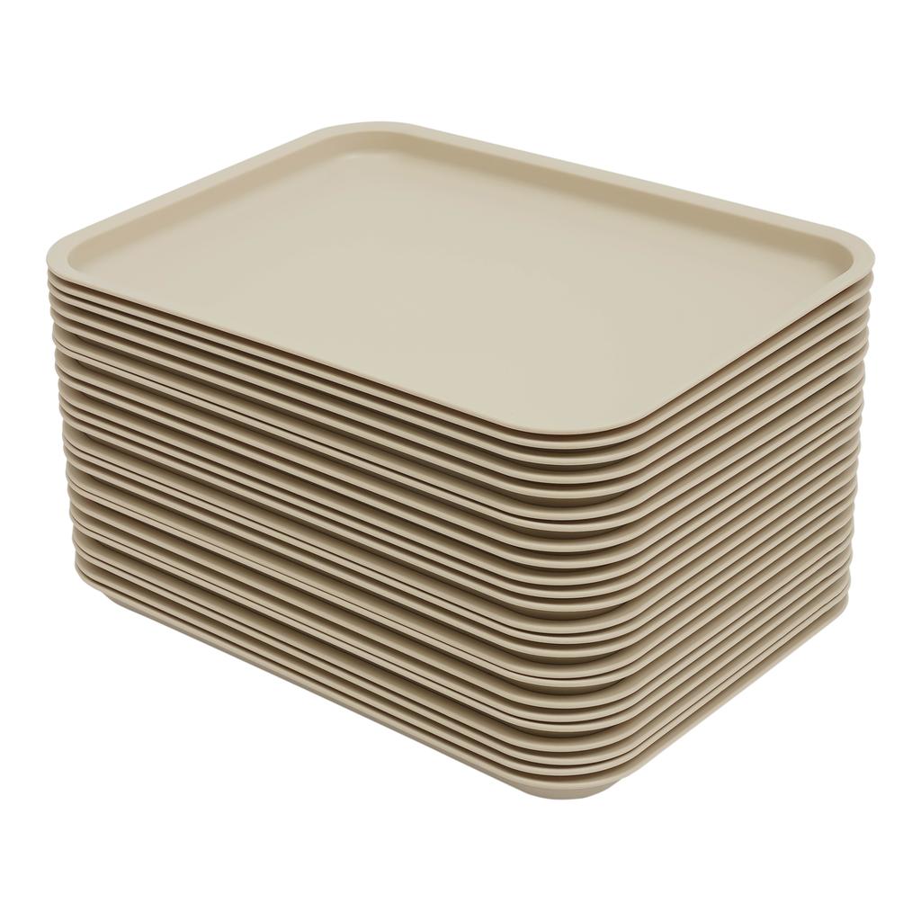 24Pcs Fast Food Tray Bulk PP Serving Tray 14*10.6 In Rectangular Non Slip Restaurant Cafeteria Trays for Kitchen Party (Khaki)