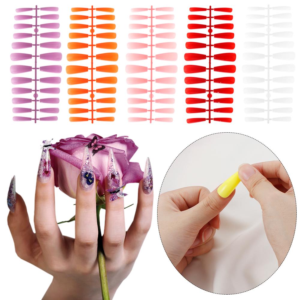 24Pcs/Set Acrylic Full Cover Manicure Nail Tips Ballerina Nail Coffin Fake Nail False Nails