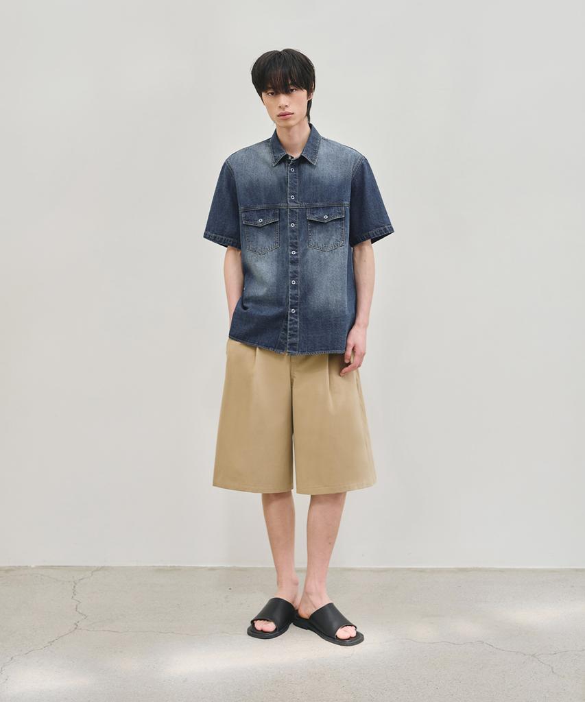 ROTEMBER Refined Bermuda Wide Chino Pants [Beige]