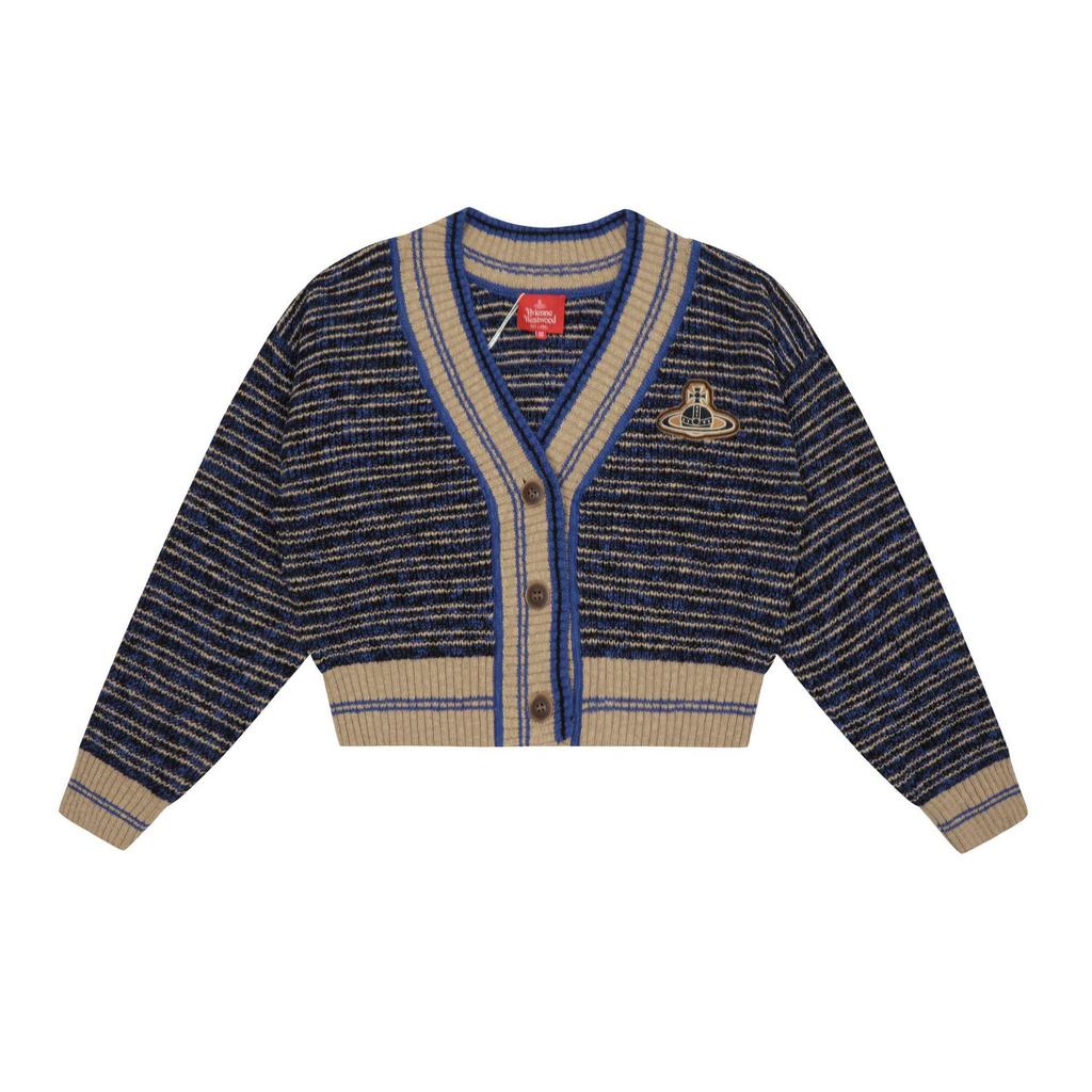 25SS Тонкий вязаный свитер Vivi Saturn с вышивкой и воротником-жабо - Корейская весенне-осенняя коллекция