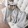 Women's Winter Plush Casual Suit: Solid Color Hooded Jacket & Slimming Sports Pants
