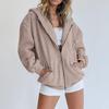 Women's Fashionable Casual Long Sleeve Solid Color Hoodies Zipper Sweatshirts Coat With Pocket