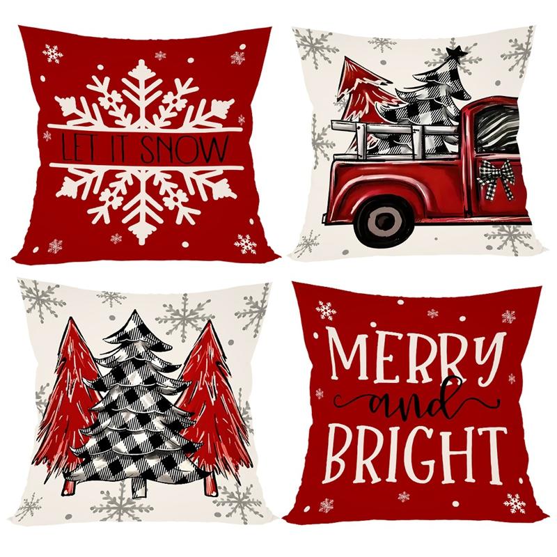 4 шт. Рождественские наволочки 45x45 см Наволочки Navidad Xmas Накидки на декоративные подушки для дома Диван Диван Рождественские украшения 2025