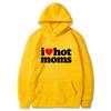 Толстовки унисекс с капюшоном I Love Hot Moms, забавные толстовки с красным сердцем Love Moms, женская толстовка унисекс, повседневный пуловер большого размера, одежда унисекс