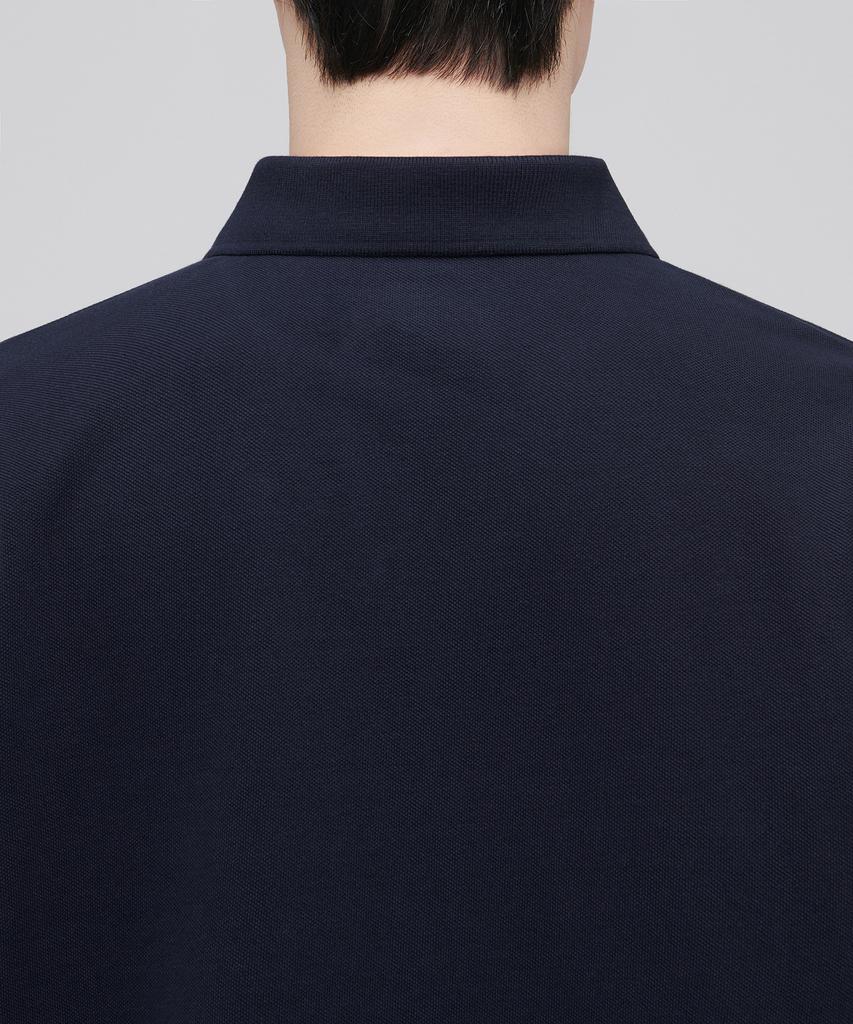 MUSINSA STANDARD Slit Neck Pique Polo Shirt [Navy]