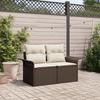 vidaXL 2-seater Garden Sofa with Cushions In Brown Poly Rattan 42006693