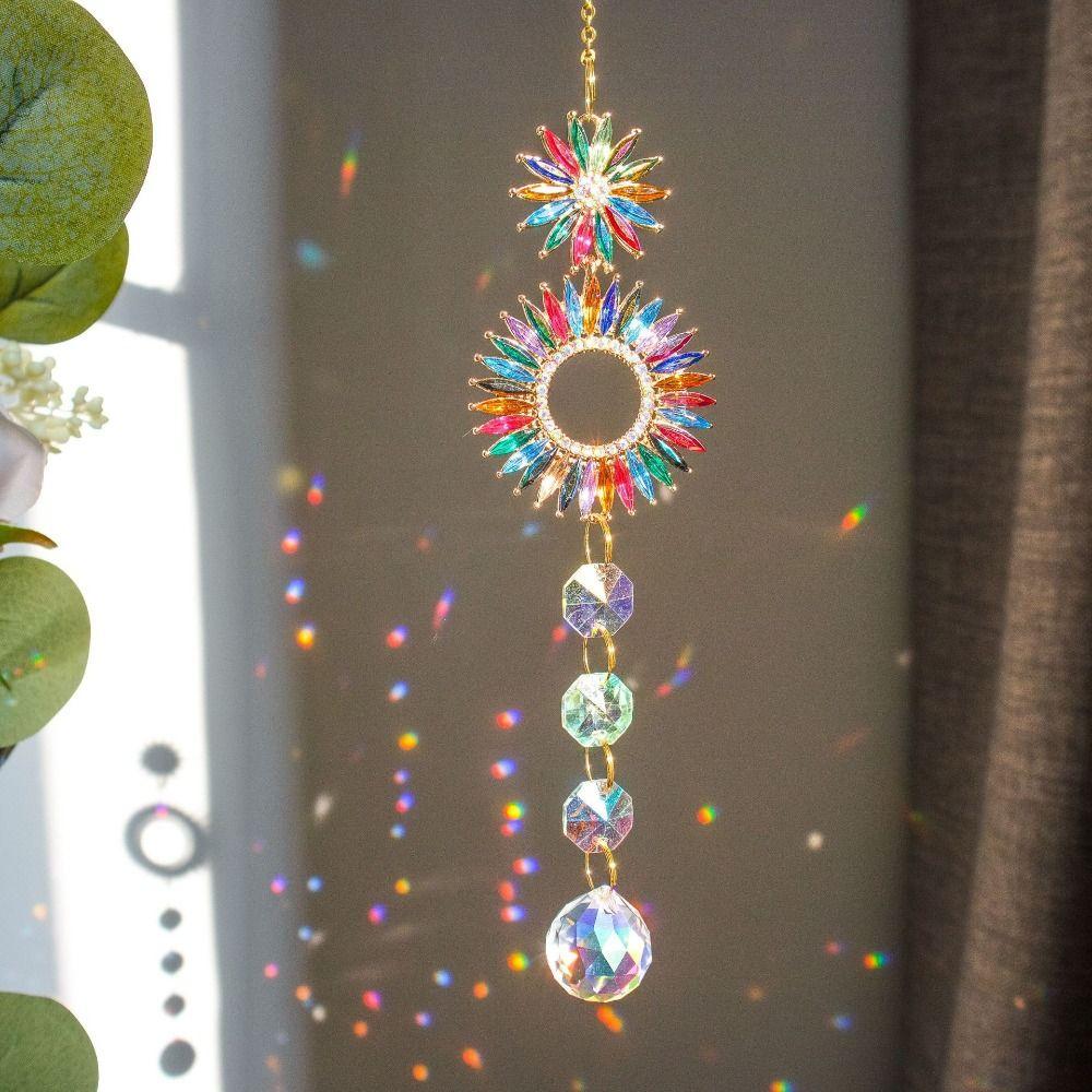 DIY Gardening Sun Catcher Shiny Crystal Wind Chime Colorful Hanging Catcher Ornaments Window