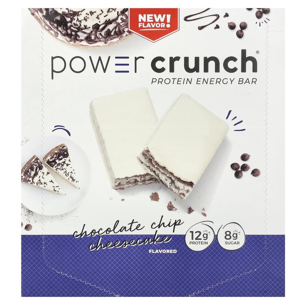BNRG Power Crunch Protein Energy Bar, Chocolate Chip Cheesecake, 12 Bars, 1.4 Oz (40 G)