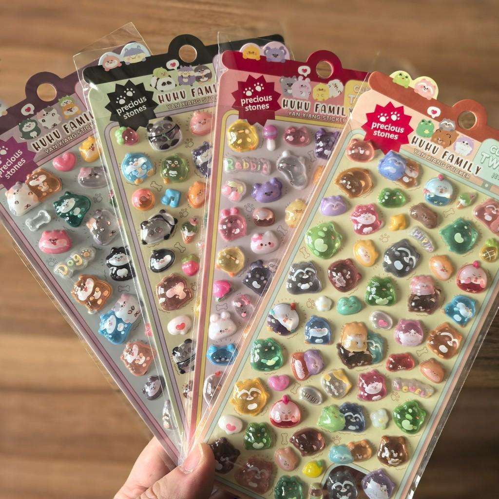 4 шт. Кавайные 3D тисненые наклейки с мультяшными животными для детского DIY декора телефонов, планшетов, пеналов Магазин BulingBulingStickers
