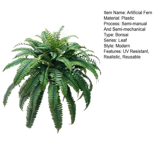 Yousheng Artificial Fern UV Resistant Realistic Reusable Home Wedding Party Faux Greenery Plants Indoor Outdoor Garden Yard Decoration Photo Props