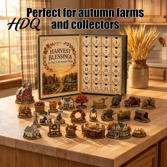 Holiday Tabletop Display Harvest Blessings Advent Calendar 24 Days Countdown to Thanksgiving Calendar Gift Box