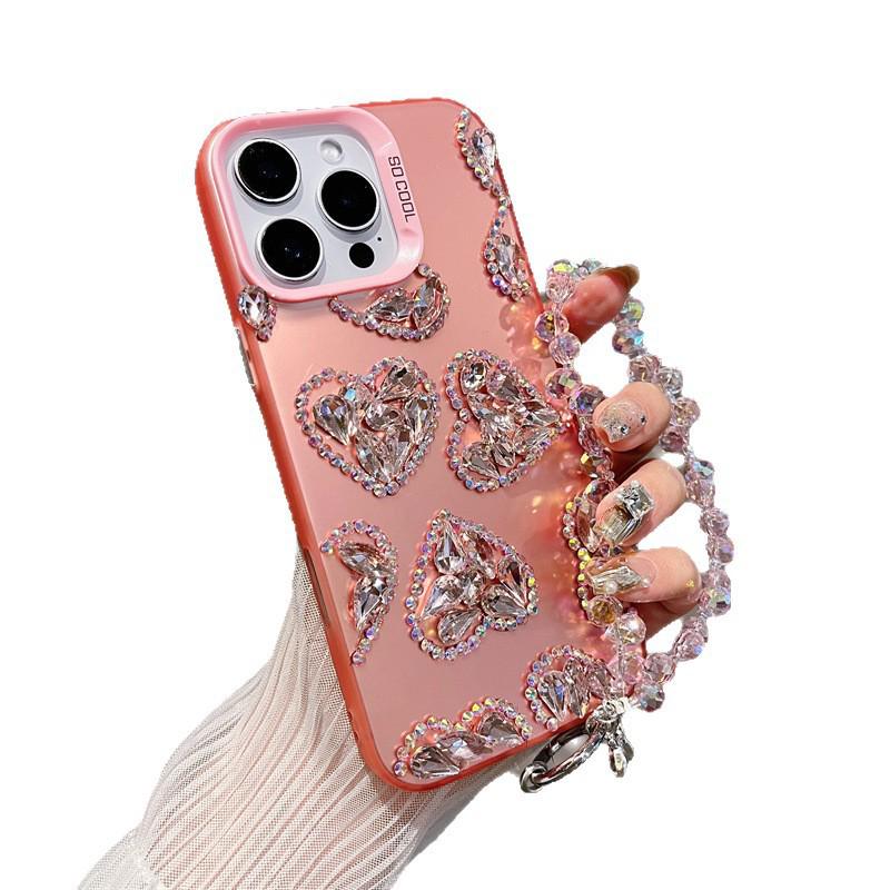 Чехол для iPhone со стразами в форме сердца для iPhone 14 Plus, 16 Pro Max и 17 - Ударопрочный высококлассный дизайн