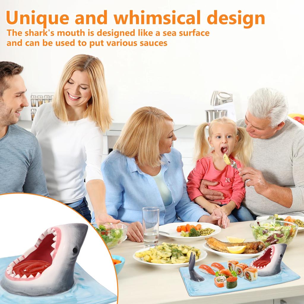 Керамическая тарелка для подачи суши, керамическая тарелка для суши в форме акулы, фарфоровое блюдо для суши, фарфоровые подносы для подачи еды с подставкой для соевого соуса