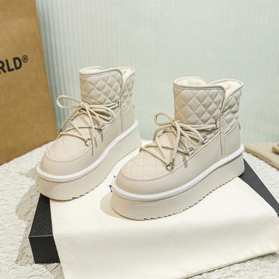 Meotina/женские зимние ботильоны с круглым носком на платформе, на плоской шерстяной меховой подкладке, женские модные короткие ботинки на шнуровке, осенне-теплая зимняя обувь синего цвета