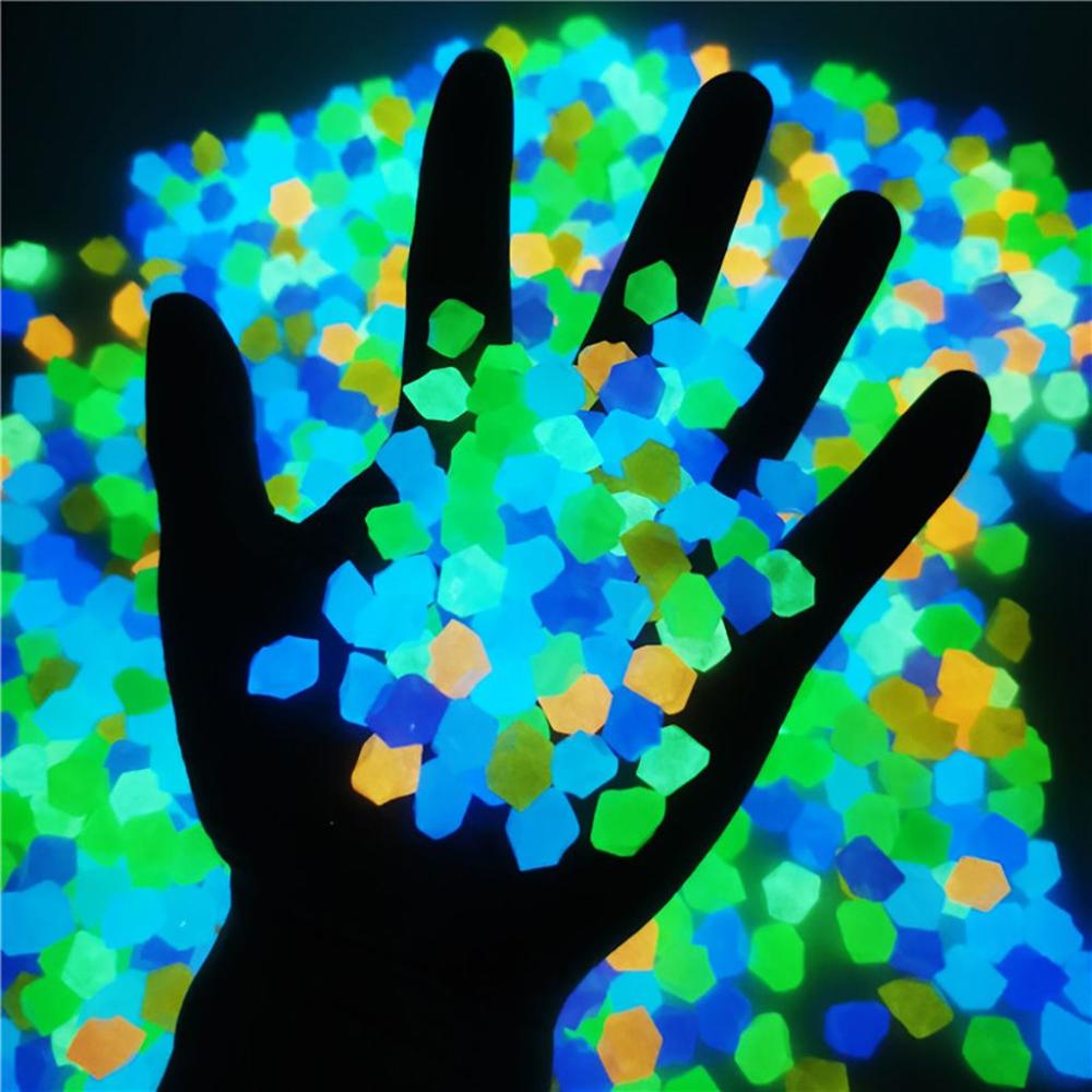 pcs Glow In Dark Colorful Rhombus Luminous Stones Aquarium Ornament Decorative Pebbles Lawn Decor