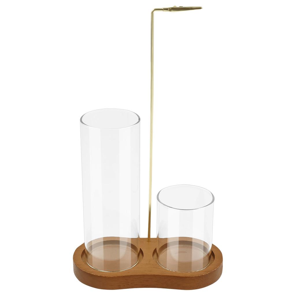 2 in1 Incense Holder Wooden Upside Down Incense Holder Anti-Ash Flying Incense Burne with Glass Ash Catcher and Sticks Organizer