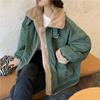 Vintage Corduroy Jacket Women Streetwear Oversized Lamb Wooln Coats Winter Ladies Korean Pockets Fleece Thicken Outwear Tops