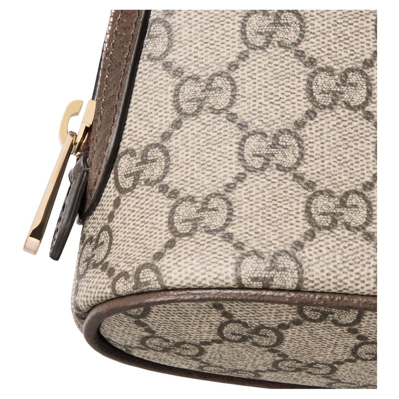 Gucci Ophidia GG Монограмма Дизайн Ткань с покрытием Косметичка Маленькая Женская Бежевый и Коричневый