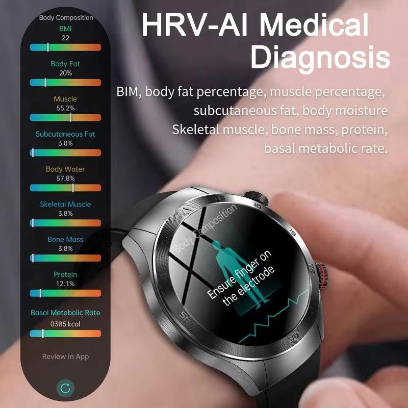 2025 New Non-Invasive Laser Treatment Three High Smart Watch Sapphire Screen Blood Fat Uric Acid ECG Health Diagnosis Smartwatch