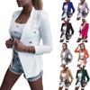 Women's Elegant Long Sleeve Blazer Solid Color Lapel Business Office Jacket Short Coat