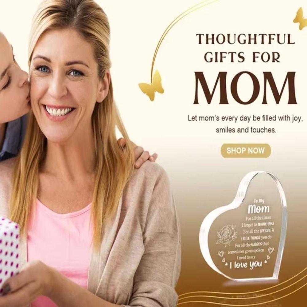 Персонализированный Акриловый Блок в Форме Сердца Подарок На День Матери Настольный Сувенир Табличка В Форме Сердца