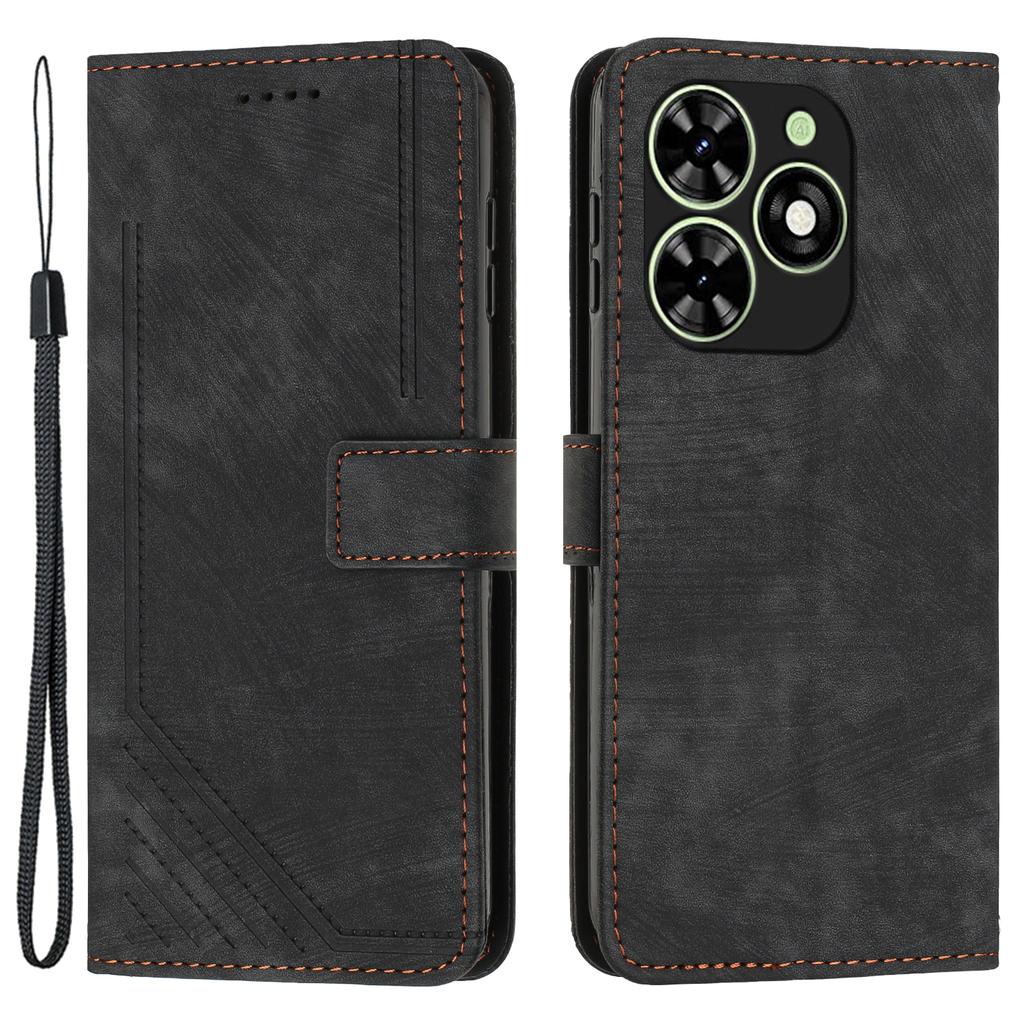 Для Infinix Smart 8 4G Кошелек Чехол из ПУ кожи С тиснением в виде линий Чехол для телефона Приятный на ощупь