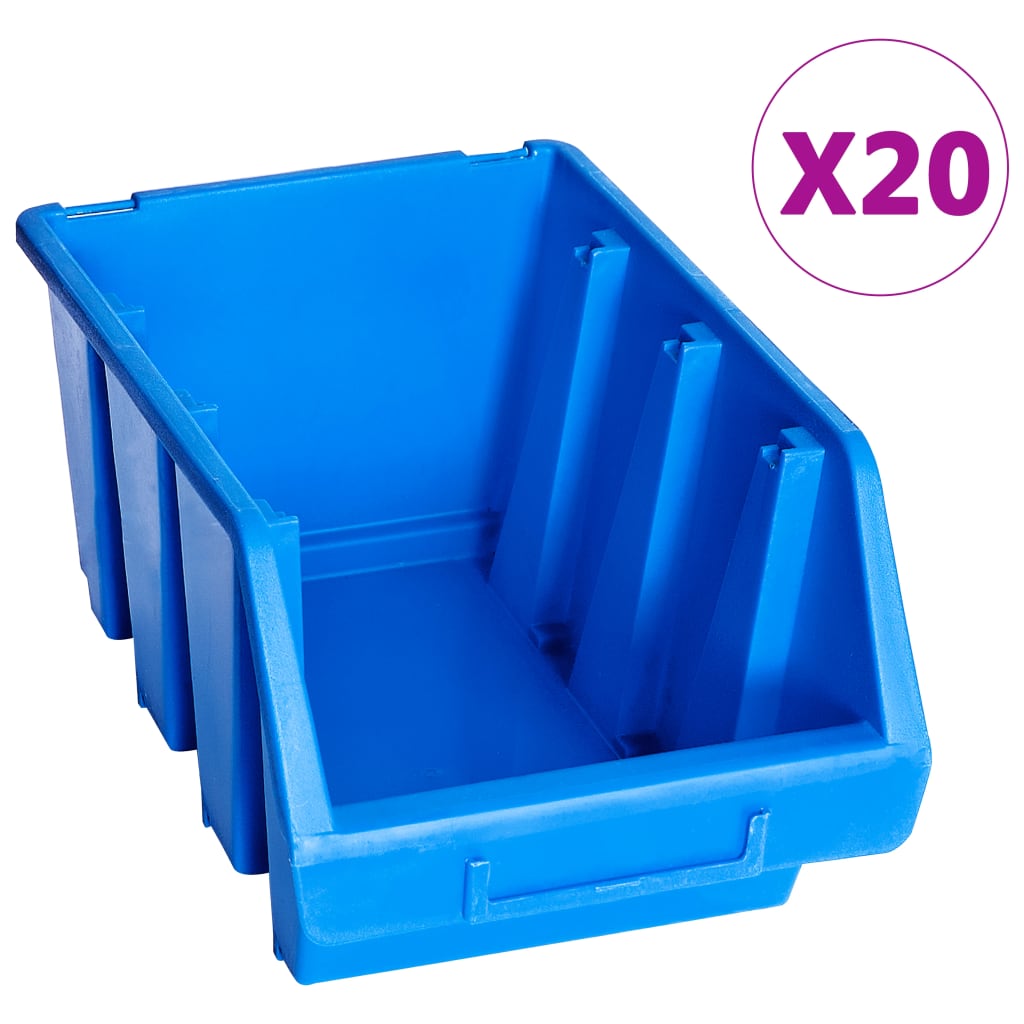 Stackable Storage Boxes 20 pcs Blue Plastic