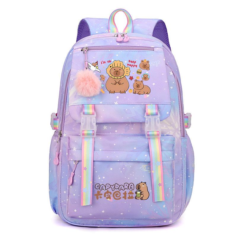 Популярный 2025 Капибара Capybara многоцветный красивый, грязеотталкивающий и прочный, милый школьный рюкзак для детей младшего школьного возраста