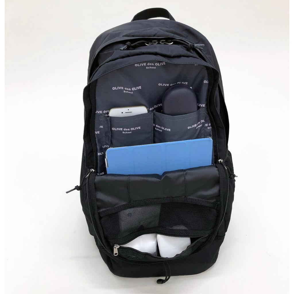 De Olive школьный рюкзак с карманом для мобильного телефона 2K30042 Для девочек 09 Черный х Черный 28 л [Olive School] На шнуровке