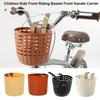 Retro Woven Front Handle Carrier Plastic Children's Bicycle Scooter Basket Front Riding Basket