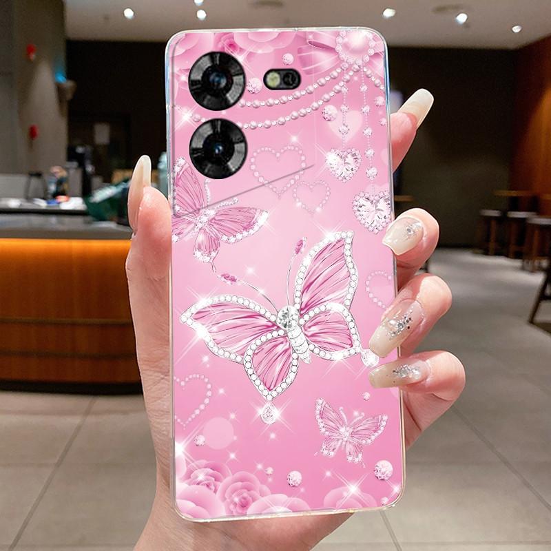 Для Tecno Pova 5 LH7n 5Pro LH8n Чехол для телефона Tecno Pova 5 Pro Чехол Прозрачный Роскошный Модный Бабочки Цветы Мягкий ТПУ Силиконовый Чехол