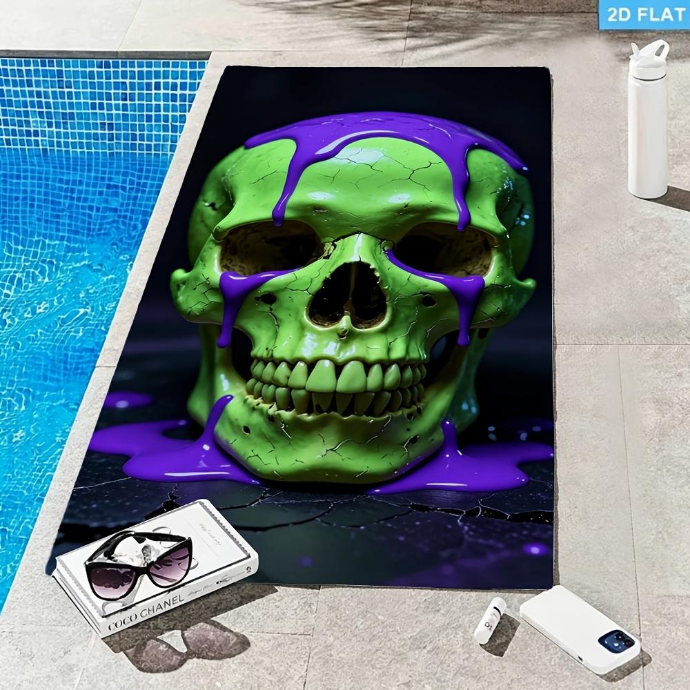 Hip Hop Punk Skull Pattern Microfiber Beach Towel 2D Flat Printed Sandproof Waterproof Cute Picnic Mat Travel Essentials