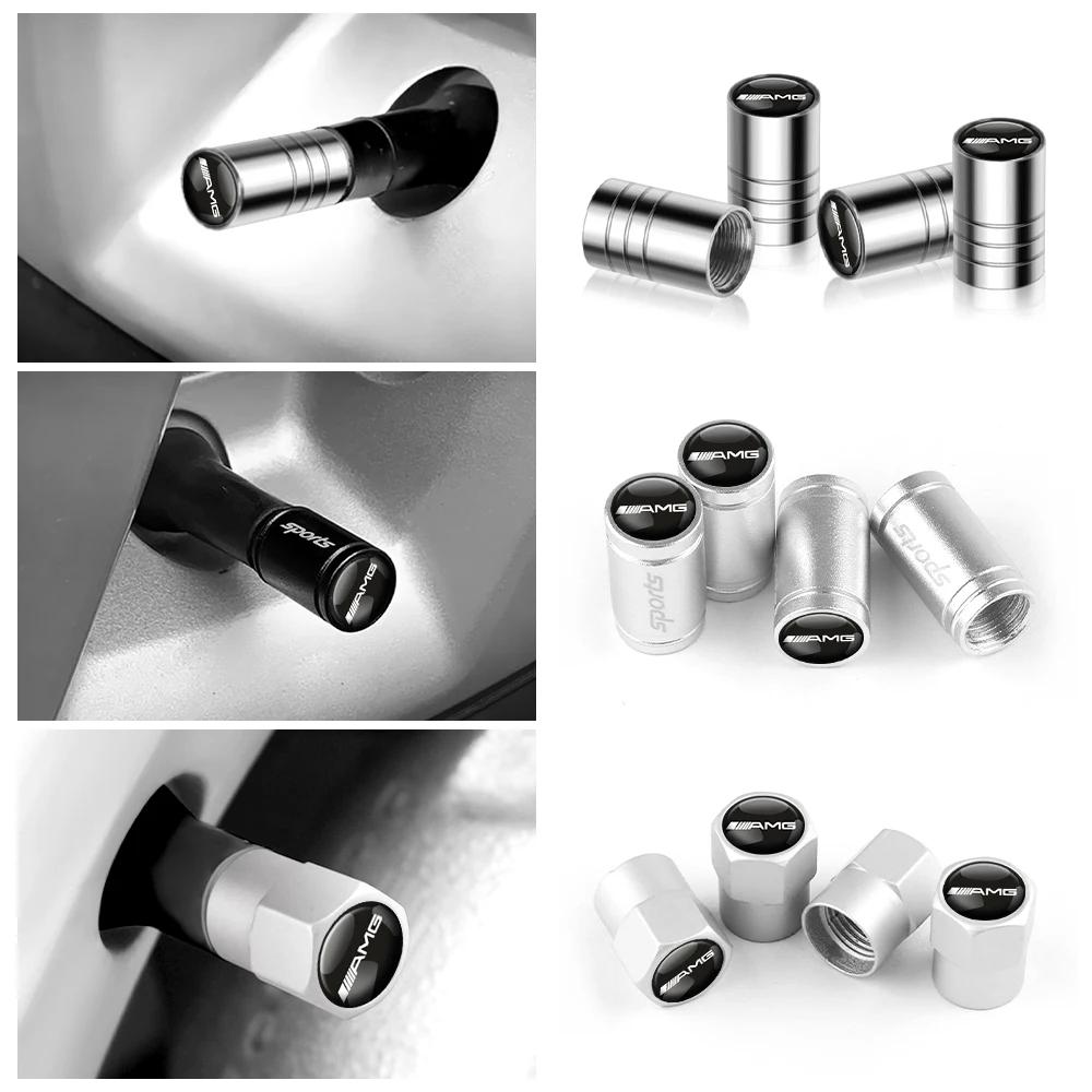RNV4 4Pcs Car AMGFor Mercedes Benz Badge Wheel Tire Valve Caps Covers A B C R E G S Class W212 W204 W176 Auto W210 Refit Accessories