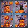 Хэллоуин тыква стеклянные наклейки, изысканное праздничное украшение для вечеринки, композиция, конфеты, тыква, фонарь, черная кошка, наклейки на окна