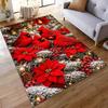 "Festive Cardinals on Pine Tree with Red Flowers Non-slip rug suitable for living room and bedroom sofas sofas"