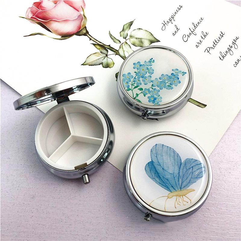 Металлические коробки для таблеток, круглые коробки для таблеток из нержавеющей стали, органайзер для лекарств, контейнер для лекарств, разветвители, коробка для конфет и таблеток