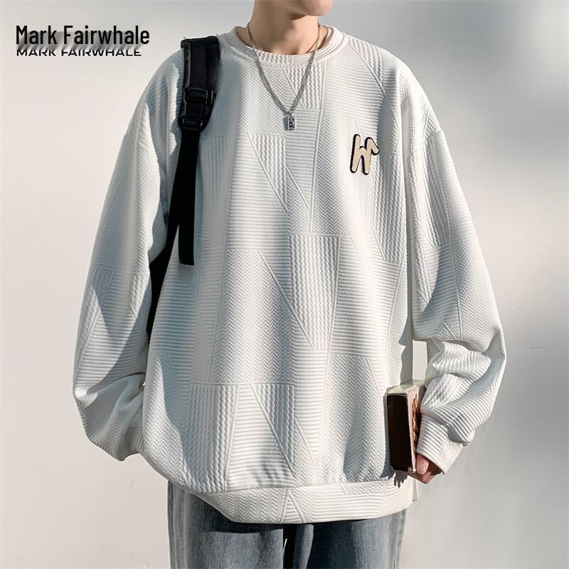 MARK FAIRWHALE Men's Winter Trendy Loose Fit Crew Neck Sweatshirt