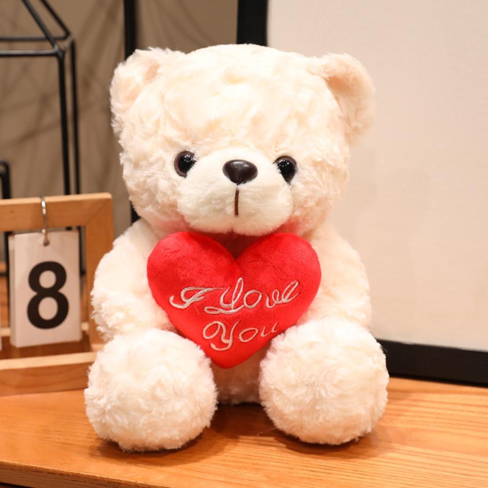Red Heart Bear Plush Toy 16/25CM Bear Wear Rose Doll Creative Love Bear Doll Home Decoration