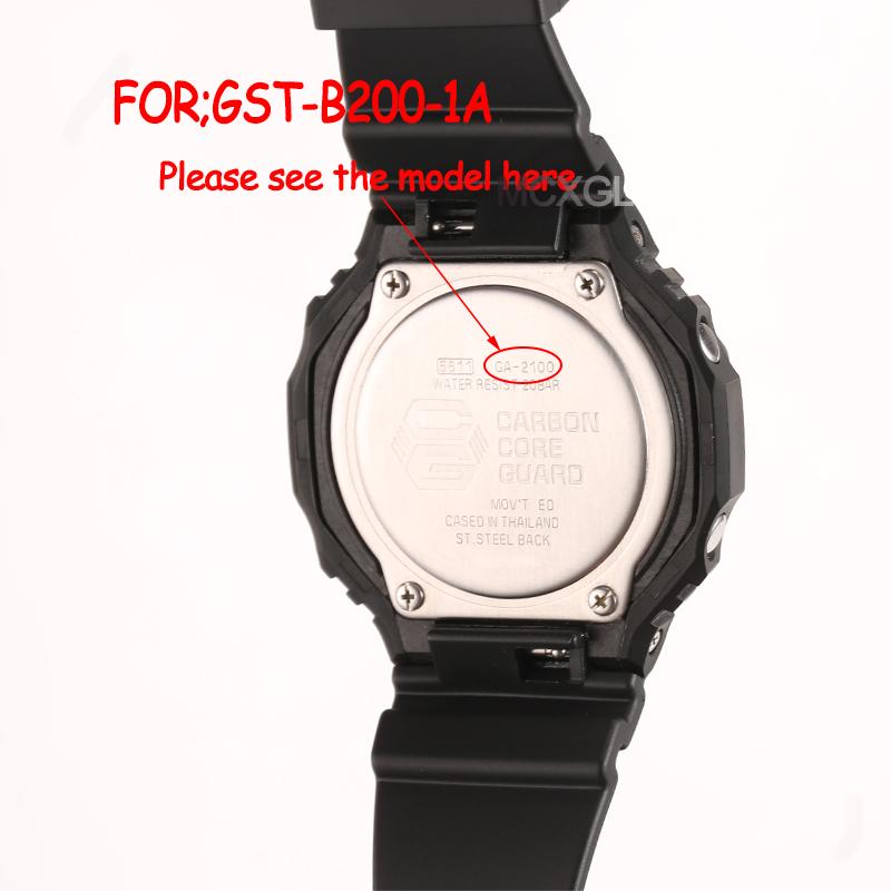 Смола Ремешок для часов Подходит для Casio GST-B200-1A Запасной ремешок GST-B200 Мужские Спортивные Водонепроницаемый Резиновый ремешок Аксессуары для часов