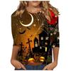 Женский осенний пуловер, модные повседневные футболки с круглым вырезом, 3D-принт на Хэллоуин, длинный рукав, тыквенная футболка для женщин