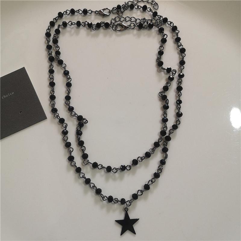 Punk Black Cross Star Pendant Chain Necklace Goth Vintage Red Butterfly PU Choker Men Women Hip Hop Rock Y2K Grunge Accessories
