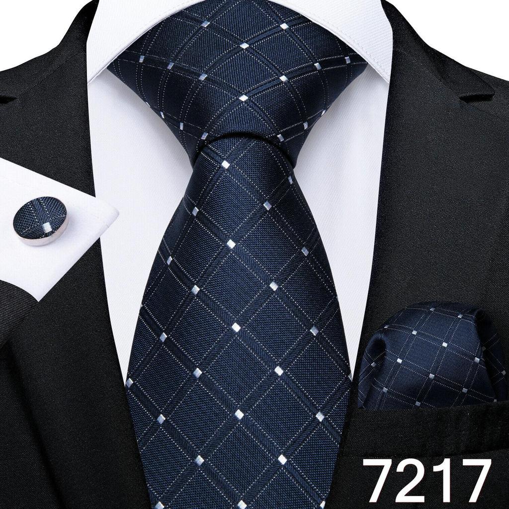 2025 Luxury Mens Necktie Set Business Tie Silk Hanky Cufflinks Set