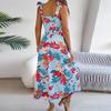 Women's Fashion Floral Print Waisted Suspender Dress Holiday Beach Maxi Dress