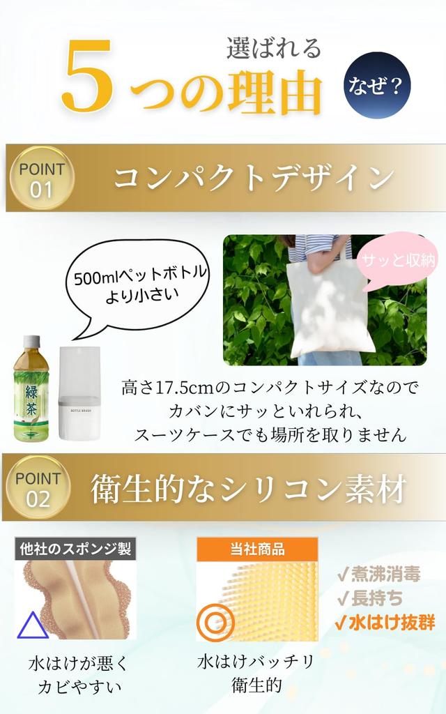 CocoPon Baby Bottle Cleaning Brush Set and Silicone Bottle Brush with Stand for and Portable Use [Compact Convenient] Disinfection, Travel,