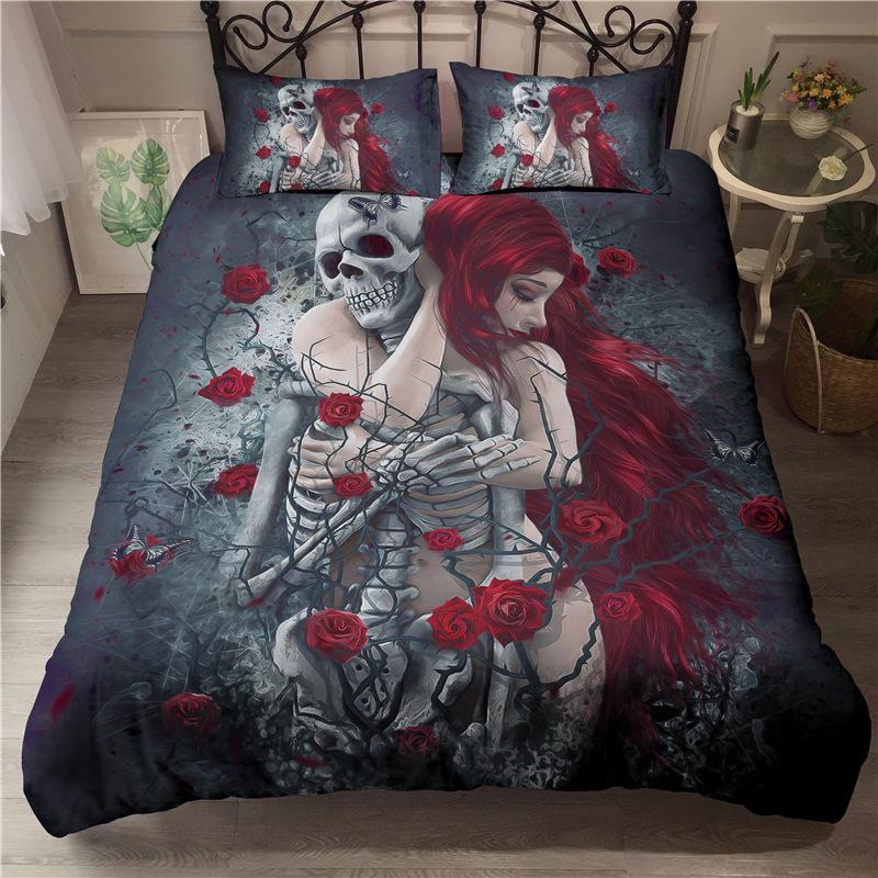 Sexy Beauty Skeleton Girl Bedding Set 3d Duvet Cover Polyester Comforter Cover Twin Queen King Single Size Luxury Fashion Gift
