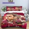 AS Roma Football Team Collage Bedding Set, Red Soccer Duvet Cover Set, 3 Piece Sports Fan Bed Set