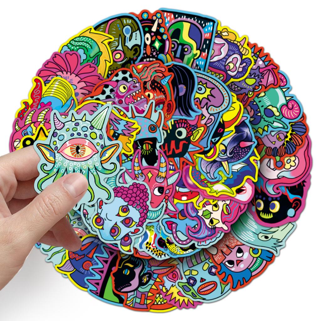 50 Original Bizarre Person Stickers, Horror Halloween Creative Waterproof Decoration Phone Case Planner Stickers