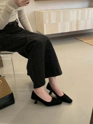 2025 новый стиль old money, рабочие туфли на высоком каблуке из замши, женские туфли-лодочки с квадратным носком и неглубоким вырезом