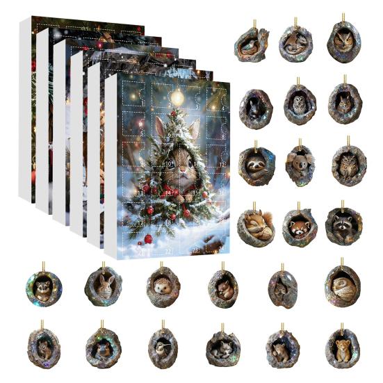 Лесной Животный Адвент-календарь 2025 24 Дня Милый Животный Праздничный Декор Обратный Отсчет до Рождества